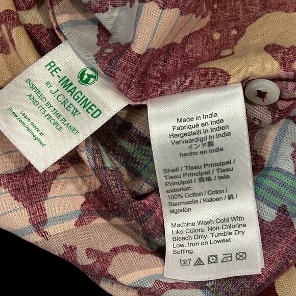 J. Crew Indian Madras Women's Blouse Made in India Sz.(M) Boho Beachy #J1320 - Picture 9 of 10